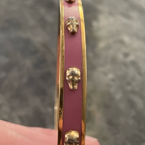 Alexander McQueen Skull Gold & Pink Bangle Bracelet - Picture 4 of 6